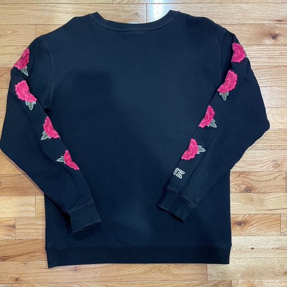 VS Pink Crew Neck Sweatshirt w/ Roses - Picture 2 of 3